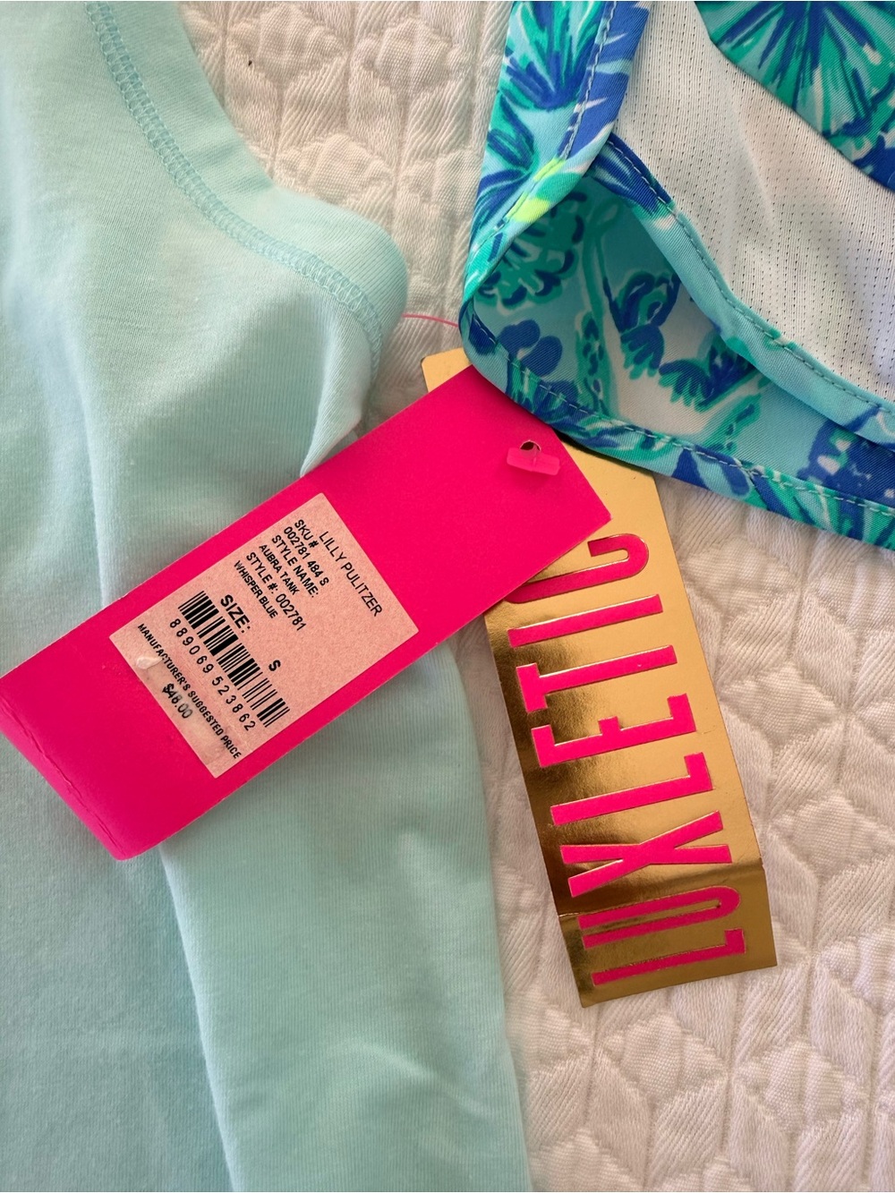 S- Lilly Pulitzer Seafoam Racerback Tank and M- Ocean Trail Shorts - Picture 9 of 12